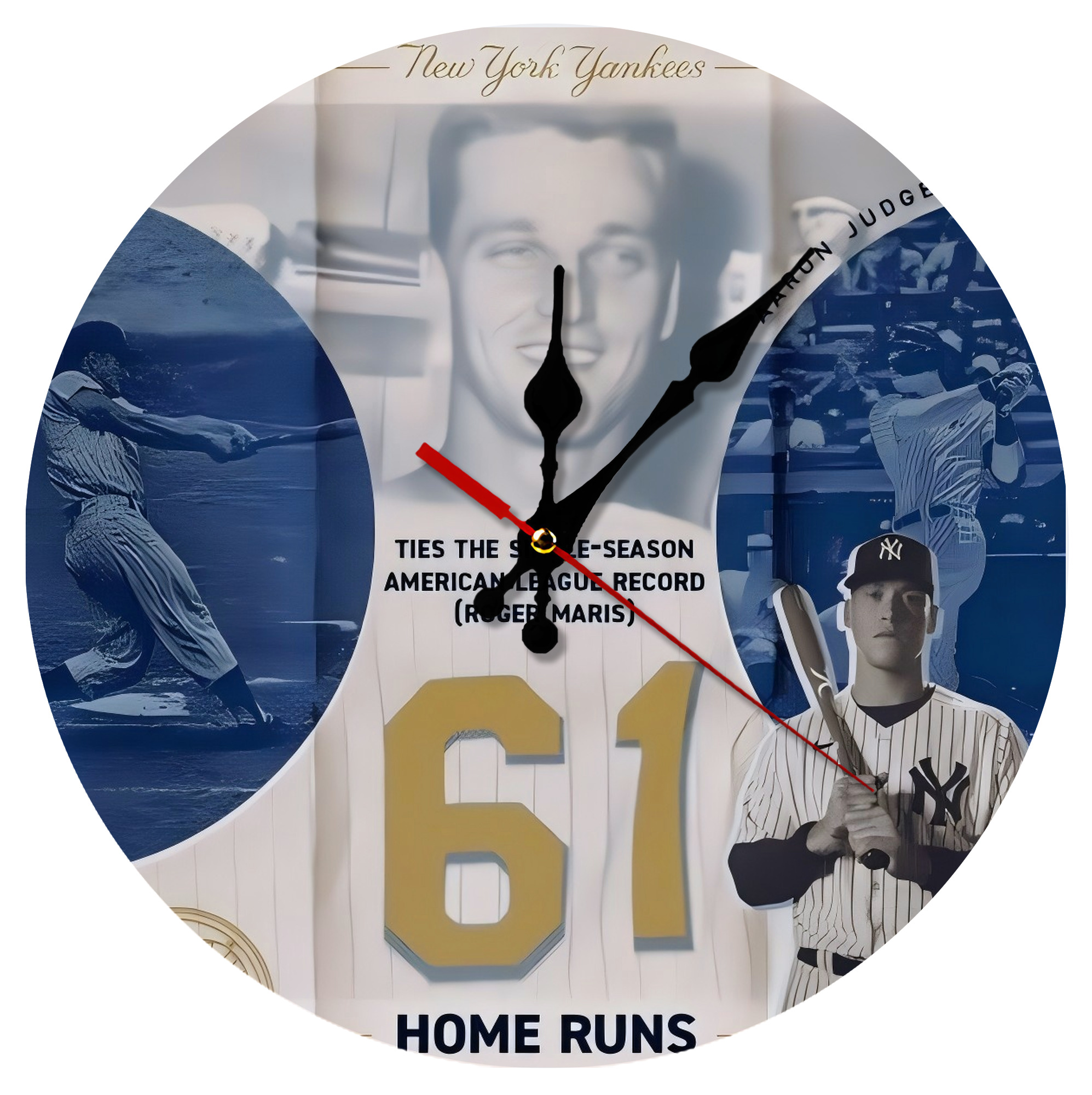Aaron Judge 61 Home Runs 2 Silent Round Wall Clock – Modern & Stylish DIY Design, Durable Wood Construction, Easy To Install – Perfect For Office, Bedroom, Living Room, And More
